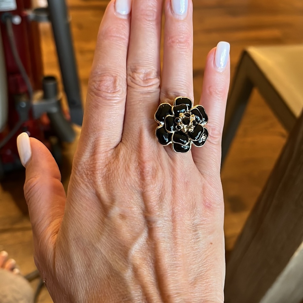 Chanel enamel Camellia cocktail ring
